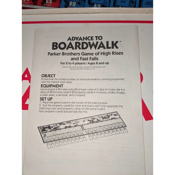 Vintage 1985 Advance To Boardwalk Board Game Parker Brothers Complete - Picture 5 of 9